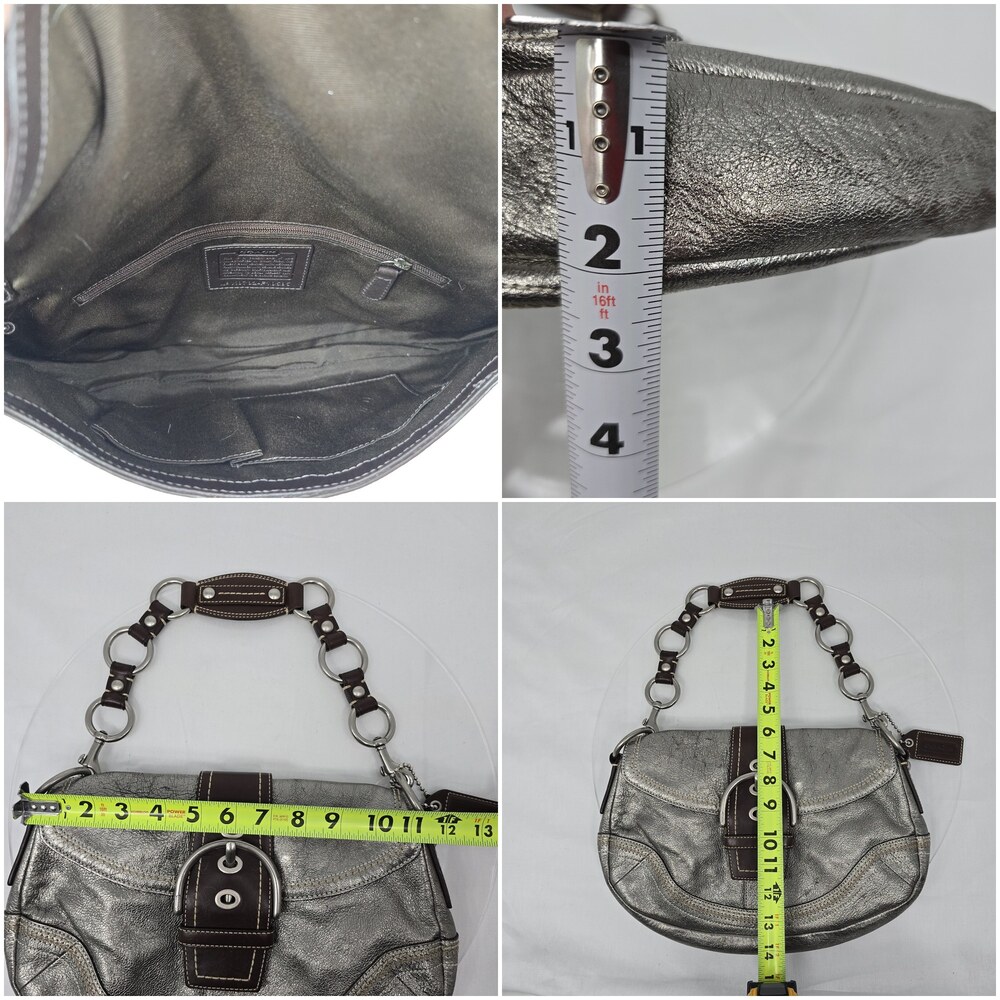 Rare Vtg Y2K Coach F10595 Soho Buckle Flap Gunmetal Leather Shoulder Bag/Hobo - Picture 15 of 16